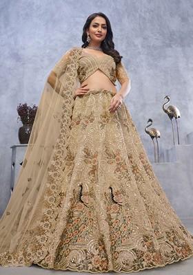 Gold Embroidered Poly Blend Lehenga Sets
