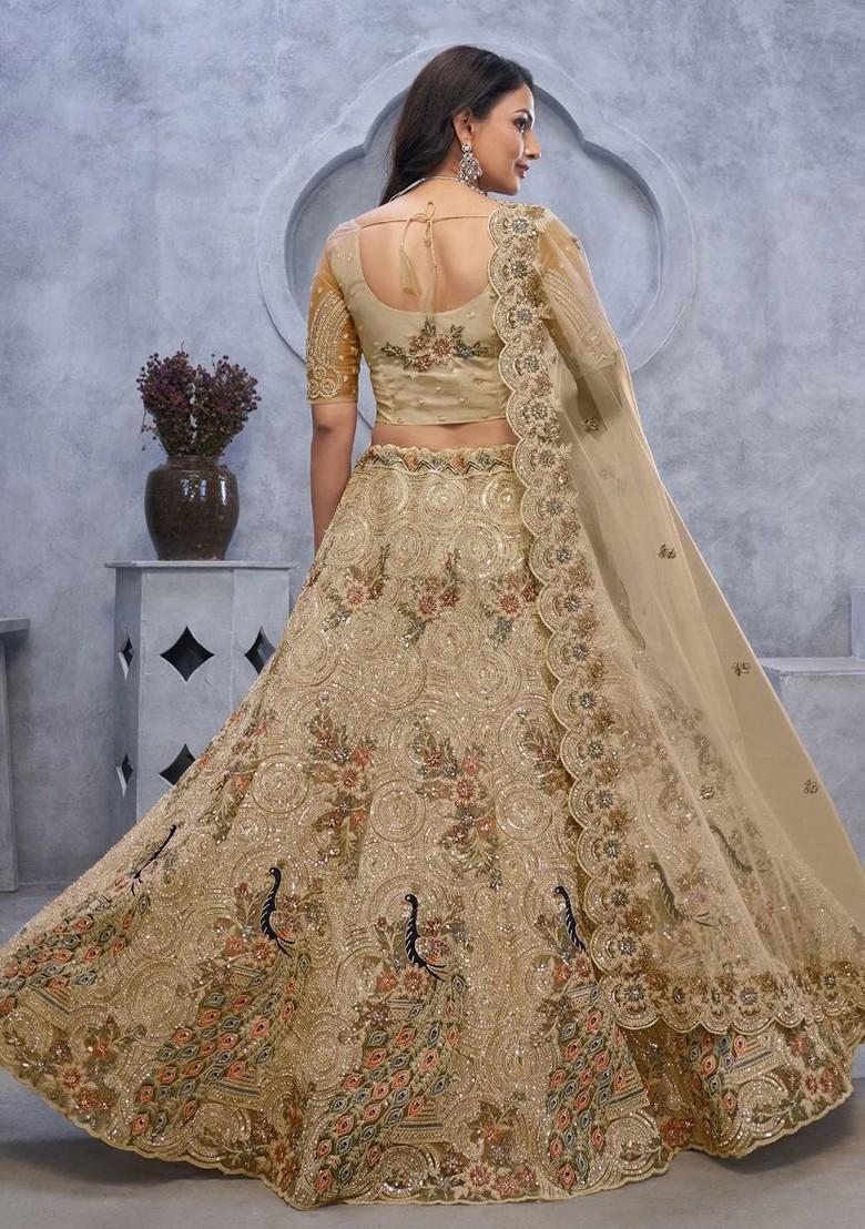 Gold Embroidered Poly Blend Lehenga Sets