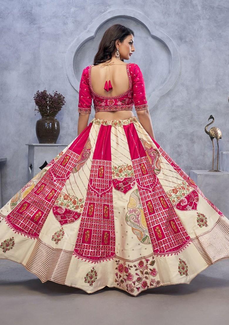 White Embroidered Poly Blend Lehenga Sets