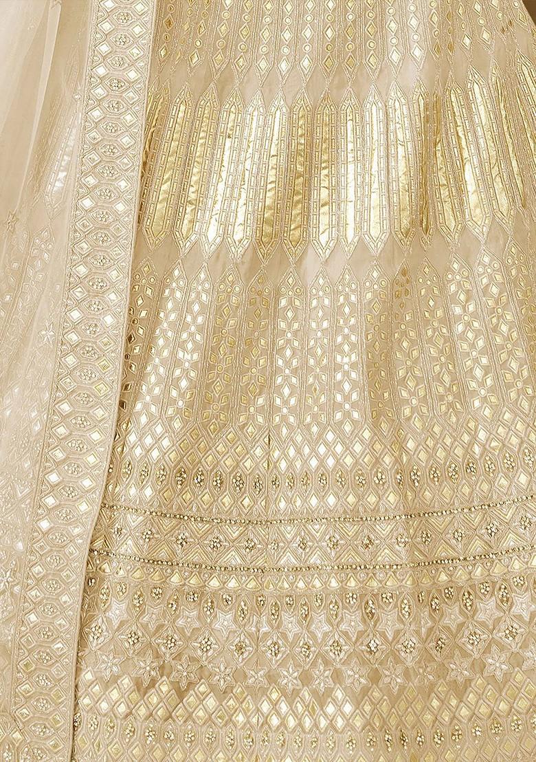 White Embroidered Poly Blend Lehenga Sets