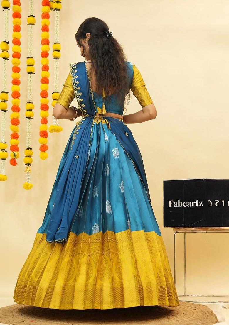 Blue Zari Embroidered Poly Blend Lehenga Sets