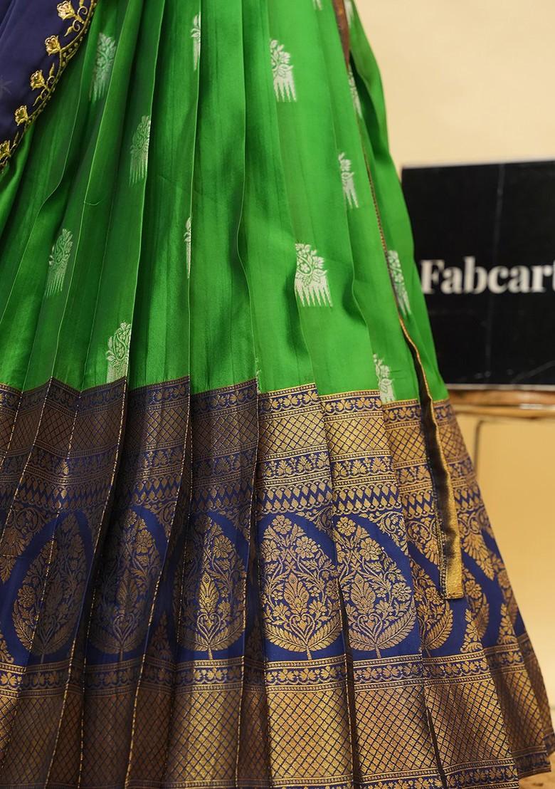 Green Zari Embroidered Poly Blend Lehenga Sets