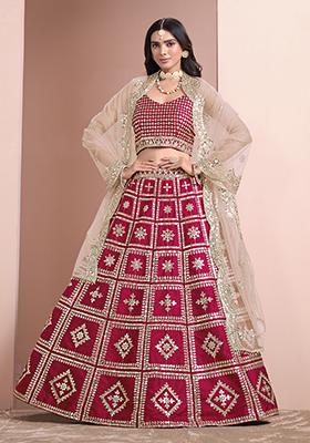 Rani Pink Embroidered Art Silk Lehenga Set