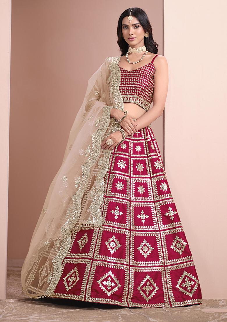 Rani Pink Embroidered Art Silk Lehenga Set
