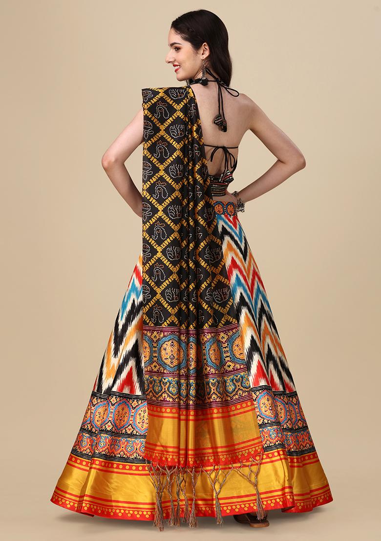 Multicolor Printed Art Silk Lehenga Set