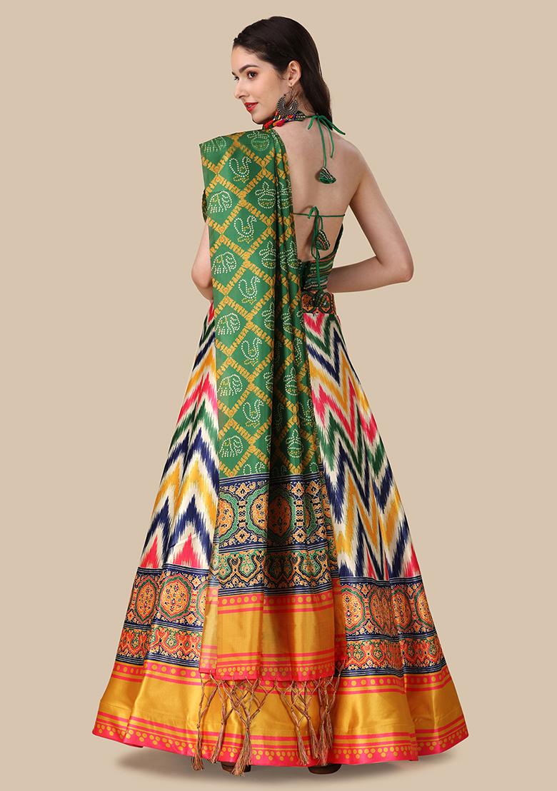 Multicolor Printed Art Silk Lehenga Set