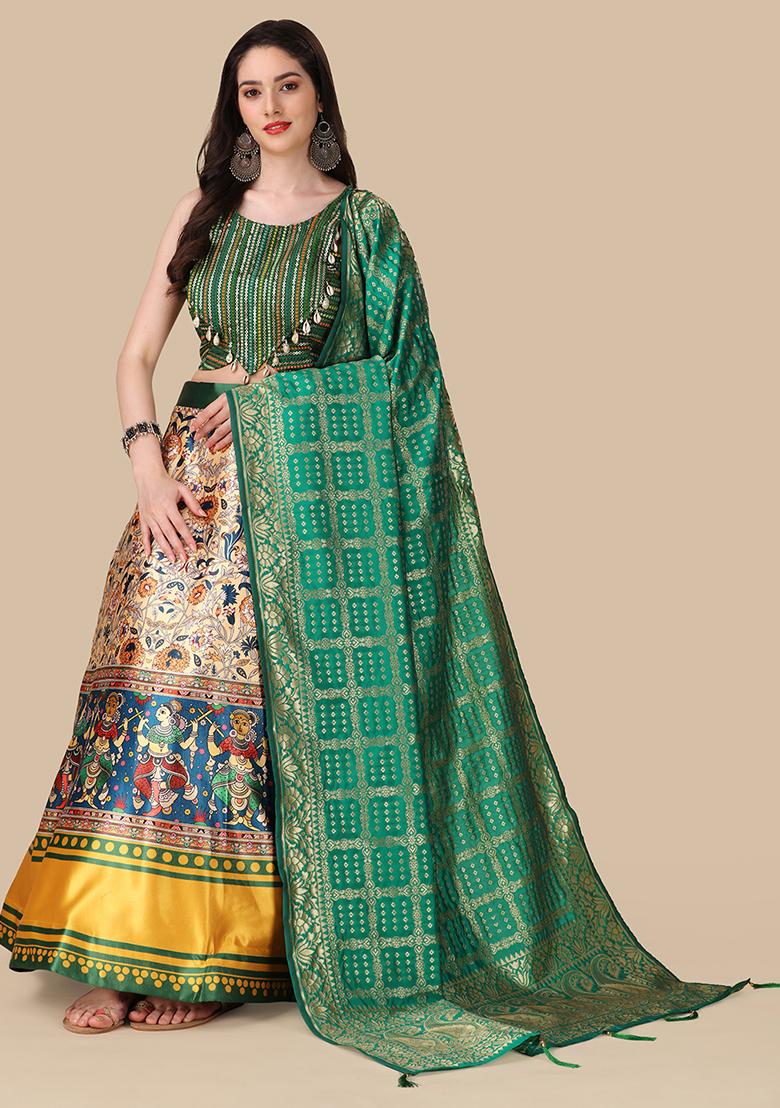 Multicolor Printed Art Silk Lehenga Set