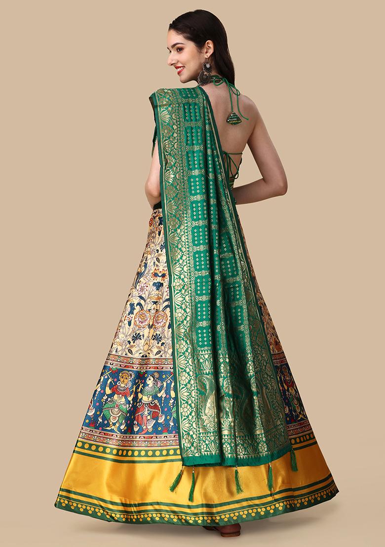 Multicolor Printed Art Silk Lehenga Set