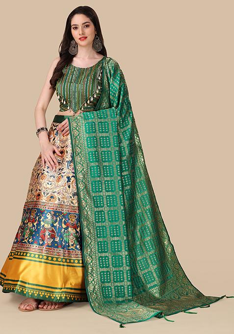 Multicolor Printed Art Silk Lehenga Set