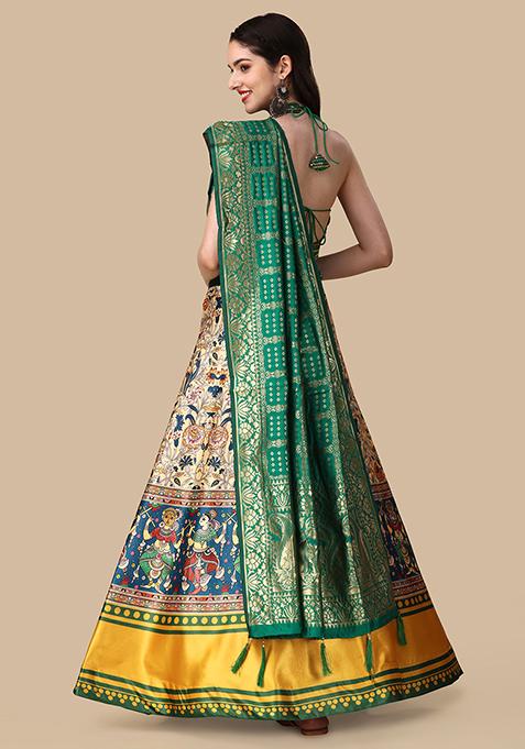Multicolor Printed Art Silk Lehenga Set