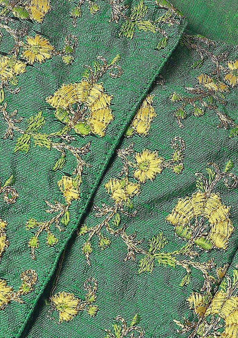 Cream Embroidered Poly Blend Lehenga Set