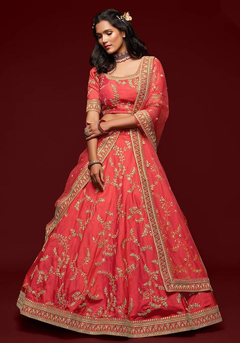 Blue Embroidered Art Silk Lehenga Set