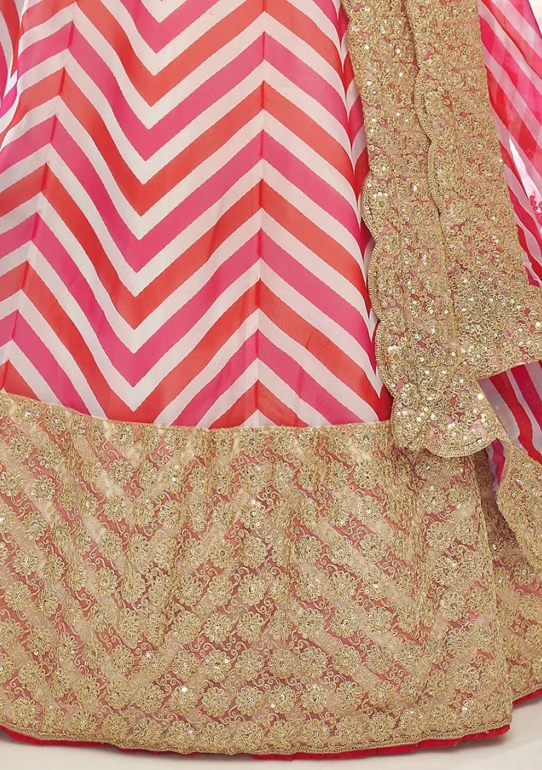 Pink Embroidered Organza Lehenga Set