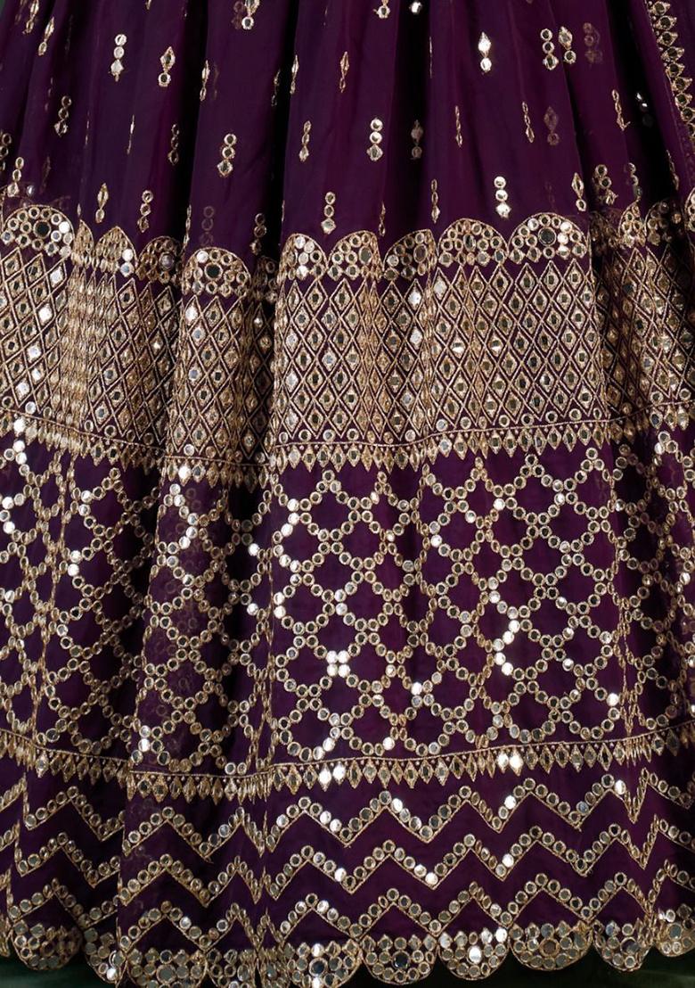 Purple Zari Work Georgette Lehenga Set