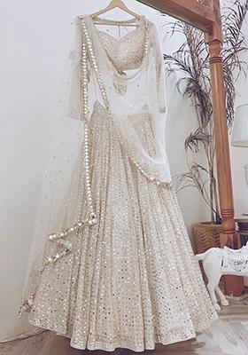 White Embroidered Georgette Lehenga Set