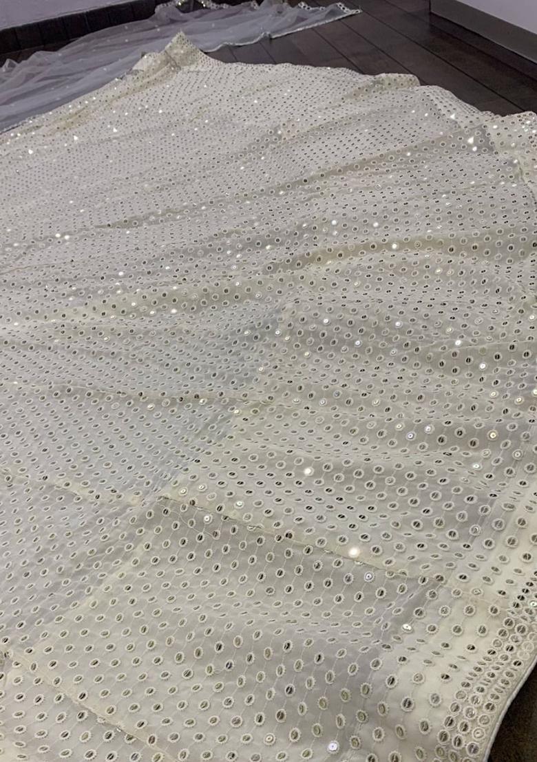 White Embroidered Georgette Lehenga Set