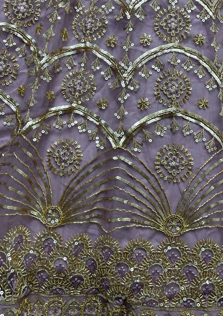 Purple Sequin Embroidered Poly Blend Lehenga Set