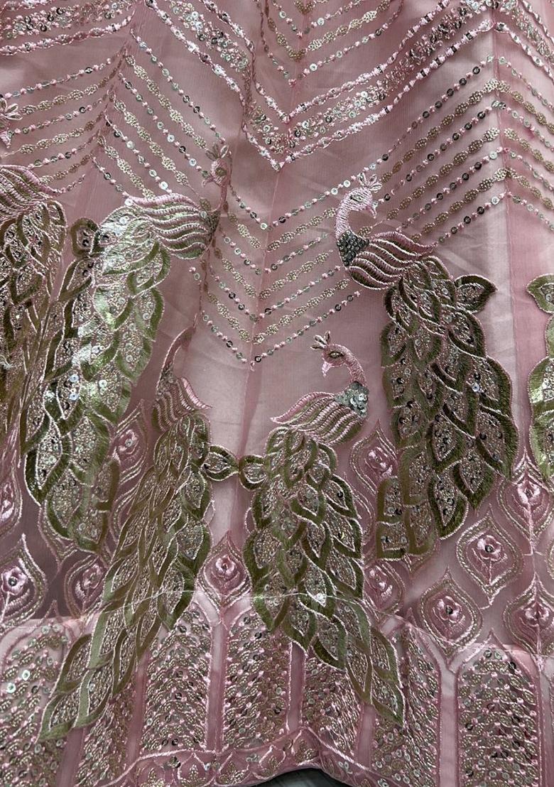 Pink Sequin Embroidered Poly Blend Lehenga Set