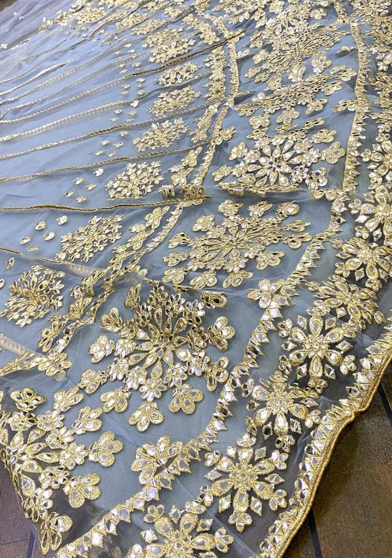 Sky Blue Zari Work Net Lehenga Set