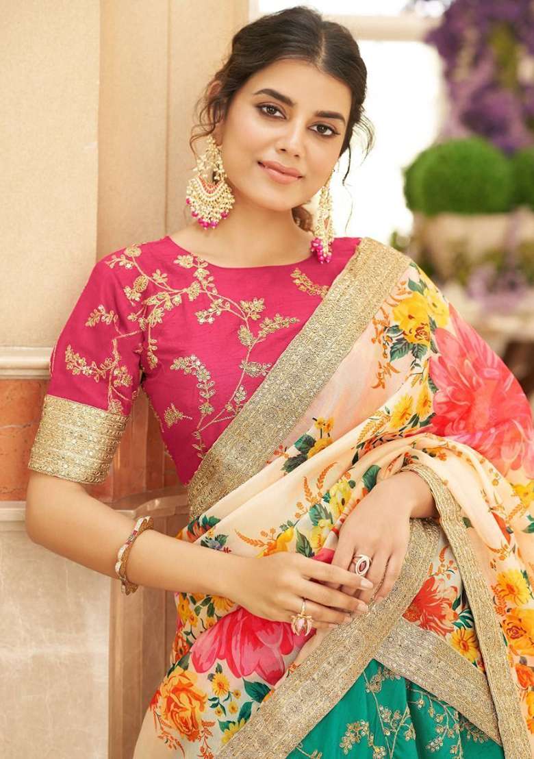 Green Sequin Embroidered Art Silk Blend Lehenga Set for Diwali and Festive Wear - Indya