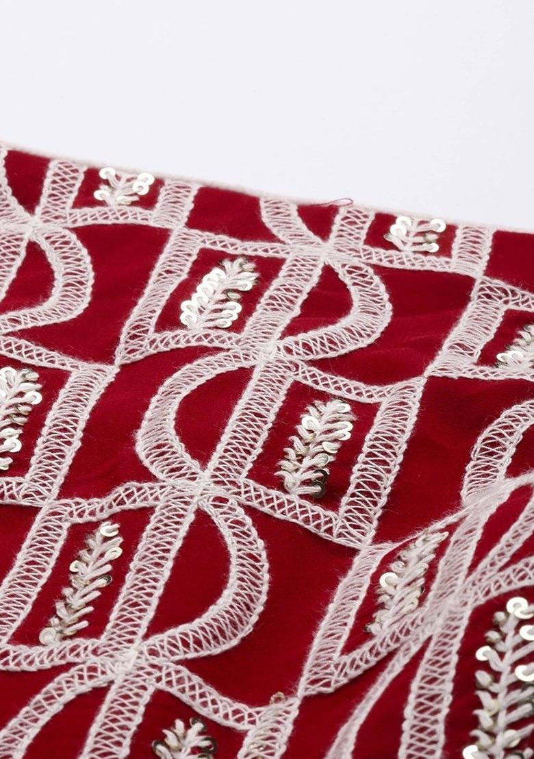 Red Sequin Embroidered Georgette Lehenga Set