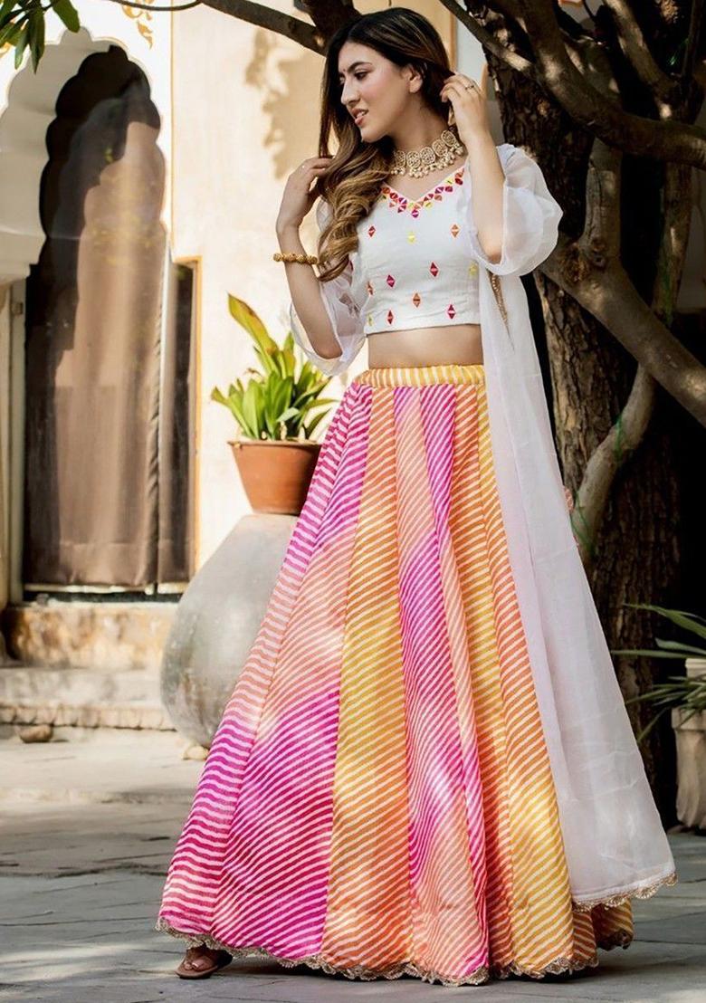 Multicolour Printed Art Silk Lehenga Set