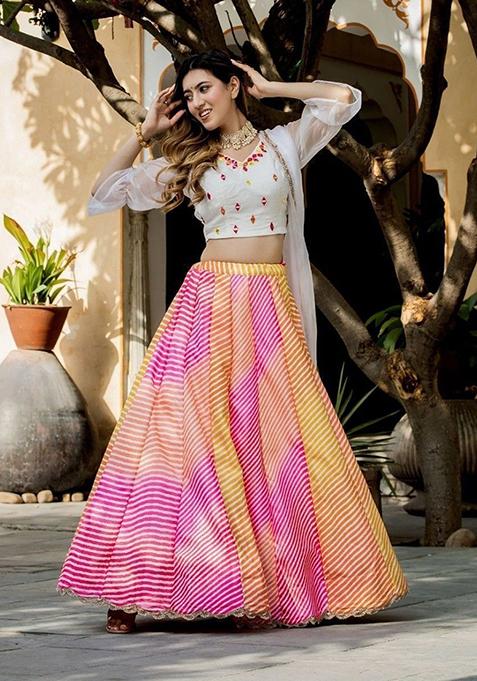 Multicolour Printed Art Silk Lehenga Set