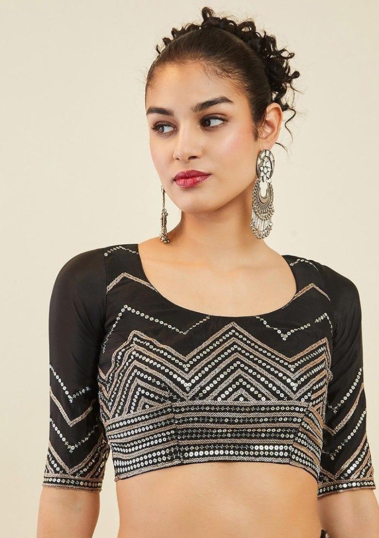 Black Sequin Embroidered Art Silk Lehenga Set