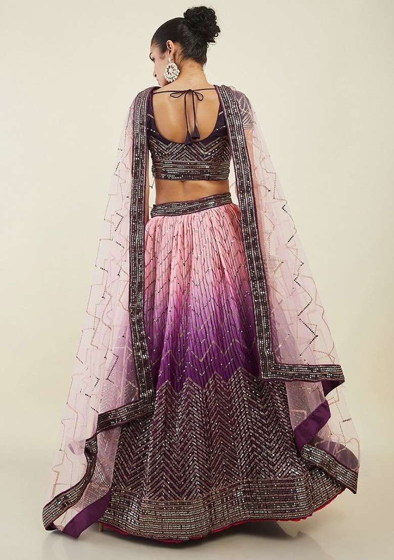 Purple Blend Art Silk Lehenga Set with Embroidered & Sequin for Diwali | Wedding & Festive Wear - Indya