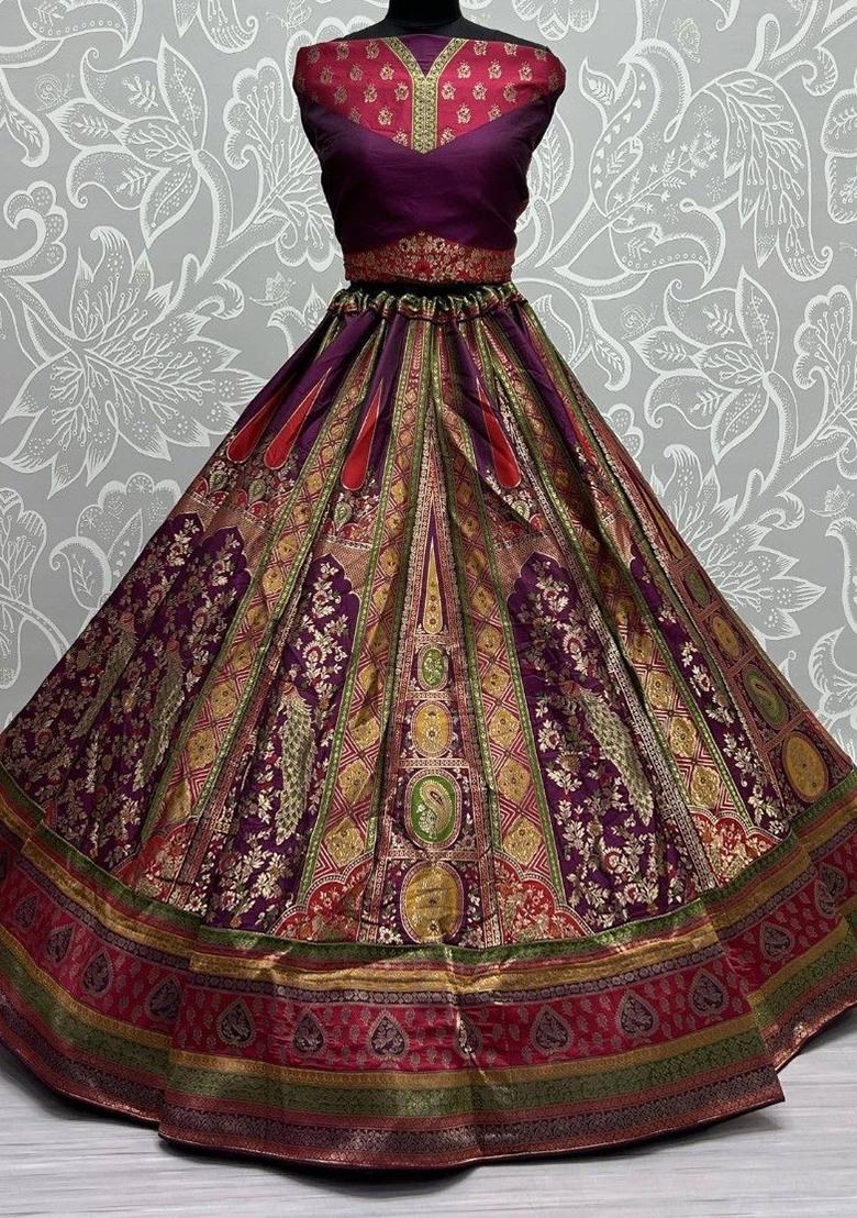 Purple Weaving Banarasi Silk  Lehenga Set