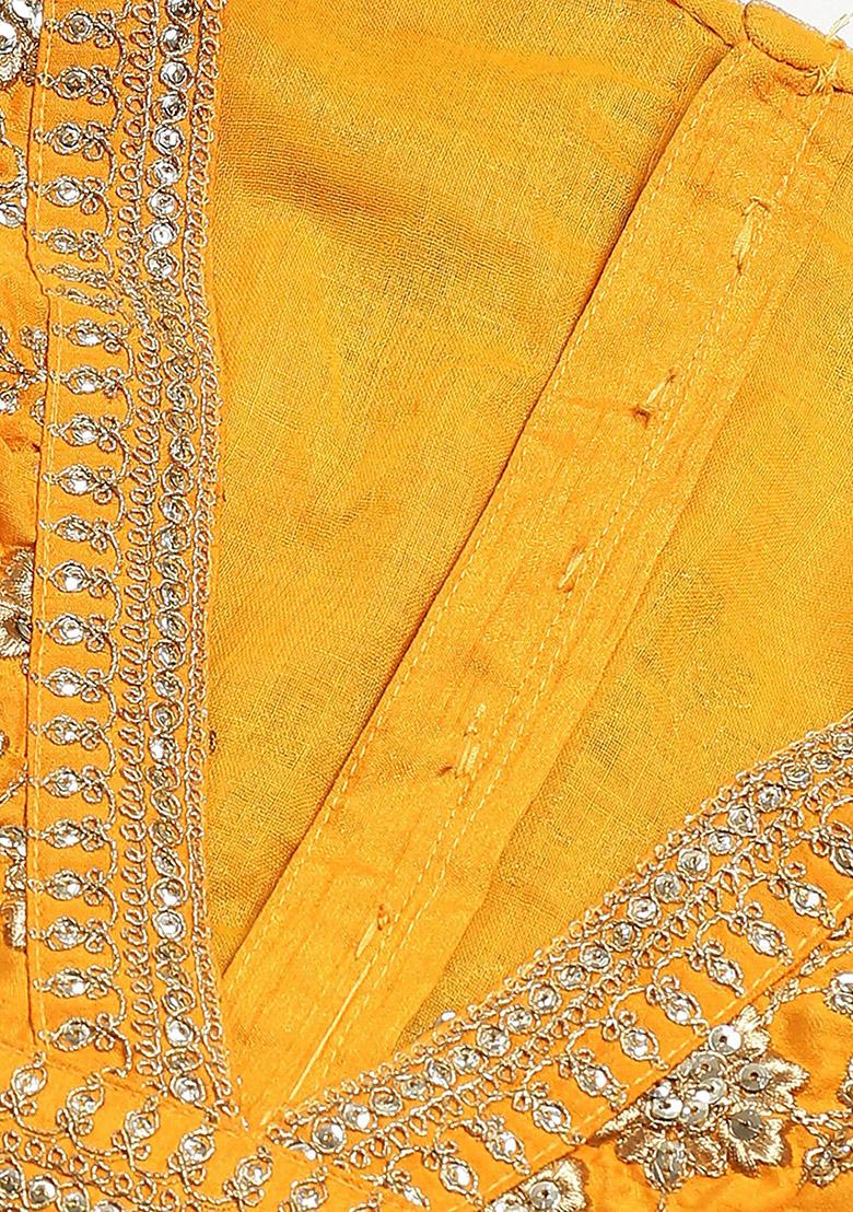 Yellow Embroidered Silk Lehenga Set