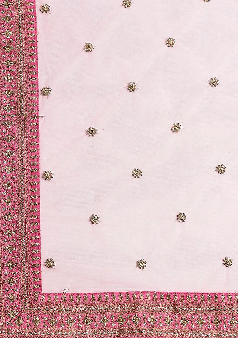 Pink Embroidered Silk Lehenga Set