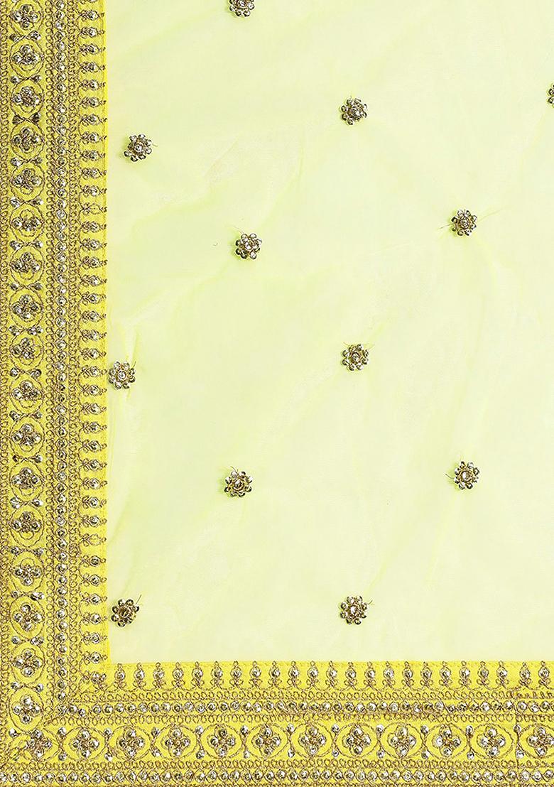 Green Embroidered Silk Lehenga Set