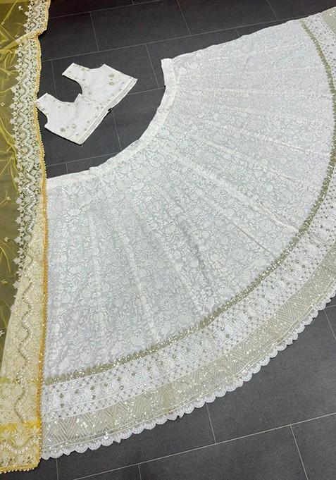White Georgette Lehenga Set