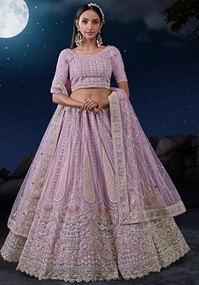 Lavender Sequin Embroidered Georgette Lehenga Set