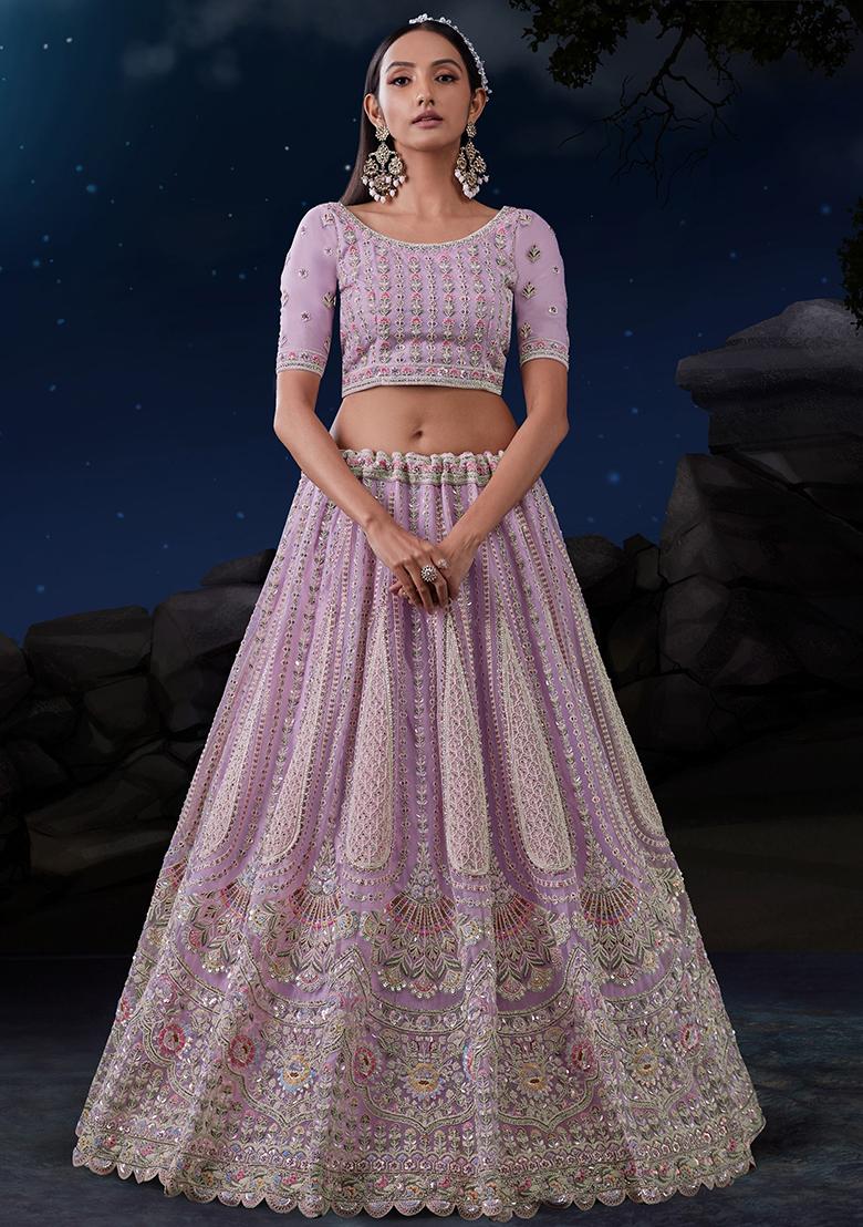 Lavender Sequin Embroidered Georgette Lehenga Set
