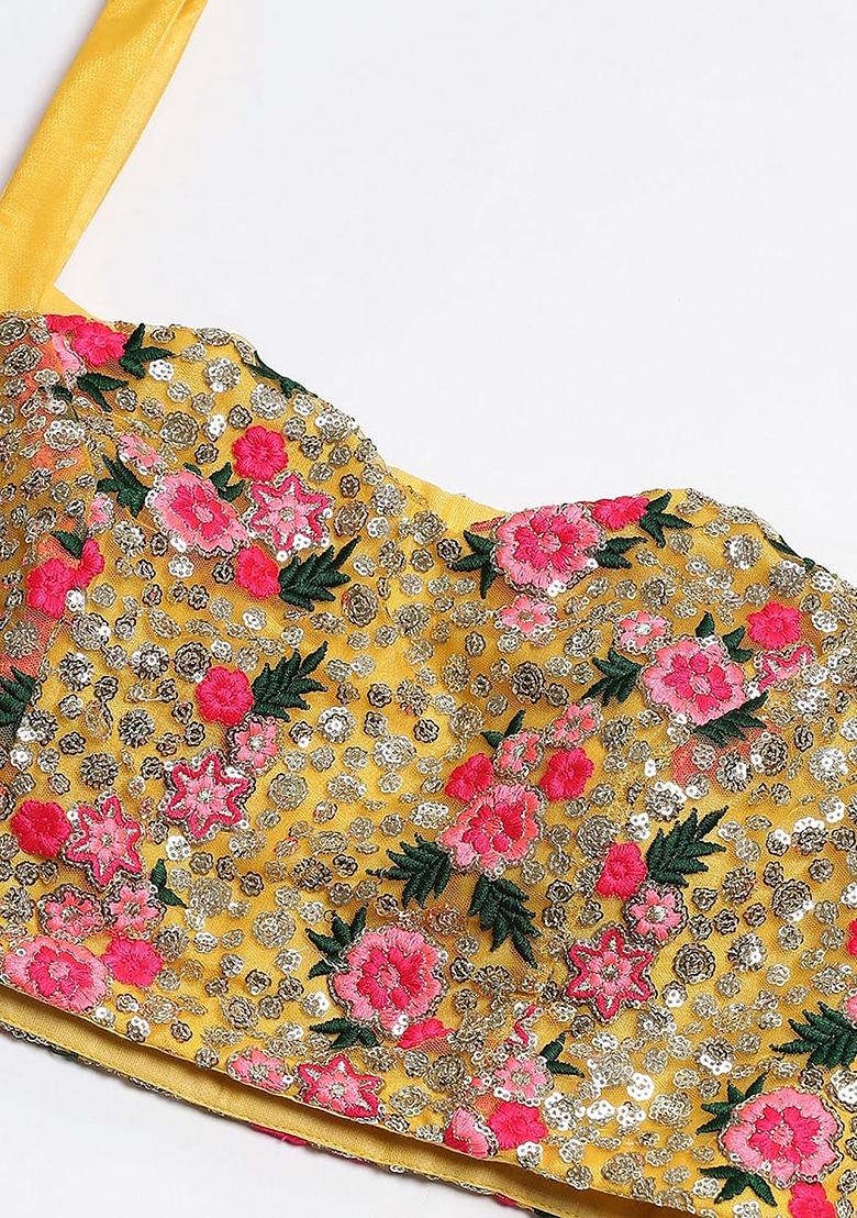 Yellow Sequin Embroidered Net Lehenga Set