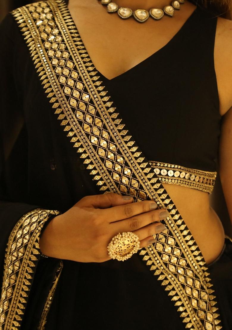 Black Lace Work Georgette Lehenga Set