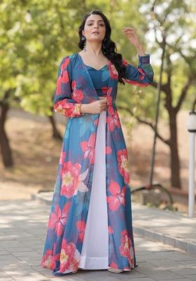 White Embroidered Georgette Lehenga Set