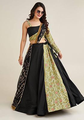 Black Sequin Embroidered Rayon Lehenga Set