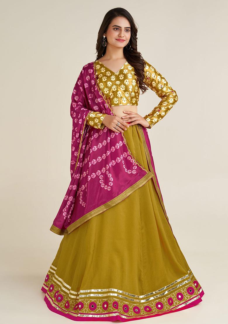 Yellow Embroidered Silk Lehenga Set