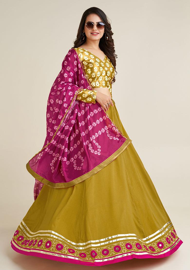 Yellow Embroidered Silk Lehenga Set