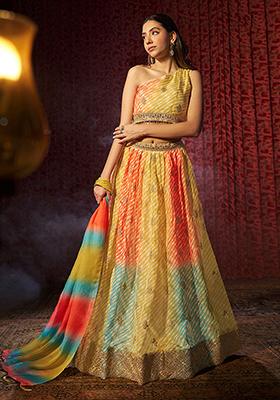 Yellow Embroidered Organza Lehenga Set