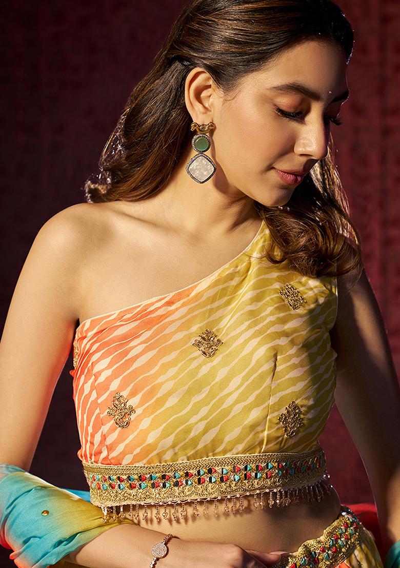 Yellow Embroidered Organza Lehenga Set