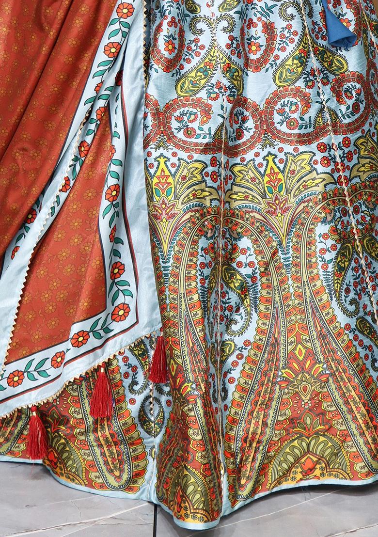 Multicolour Printed Art Silk Lehenga Set