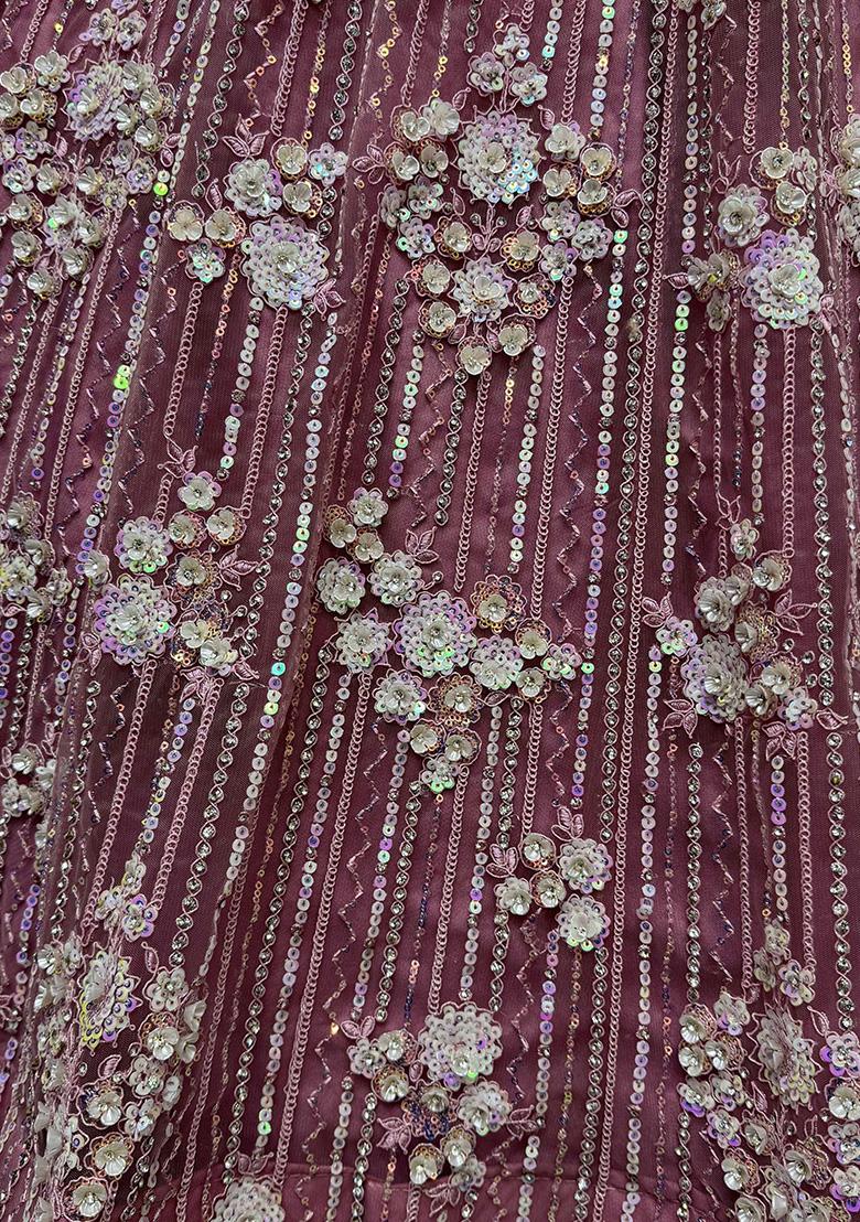 Purple Sequin Embroidered Net Lehenga Set