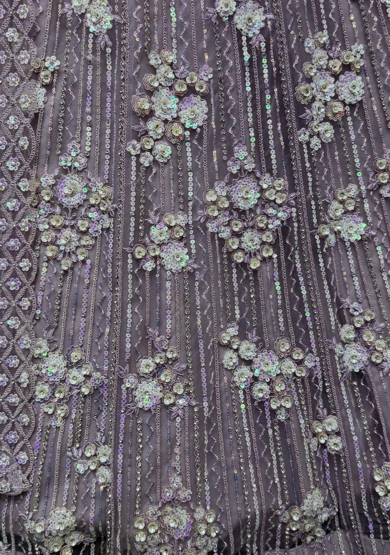 Lavender Sequin Embroidered Net Lehenga Set