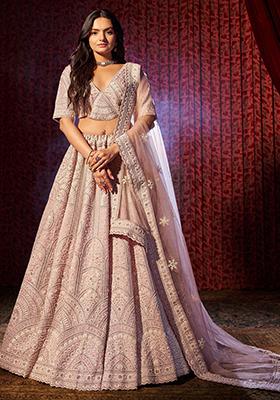 Purple Sequin Embroidered Silk Lehenga Set