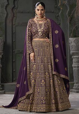 Purple Zarkan Georgette Lehenga Set