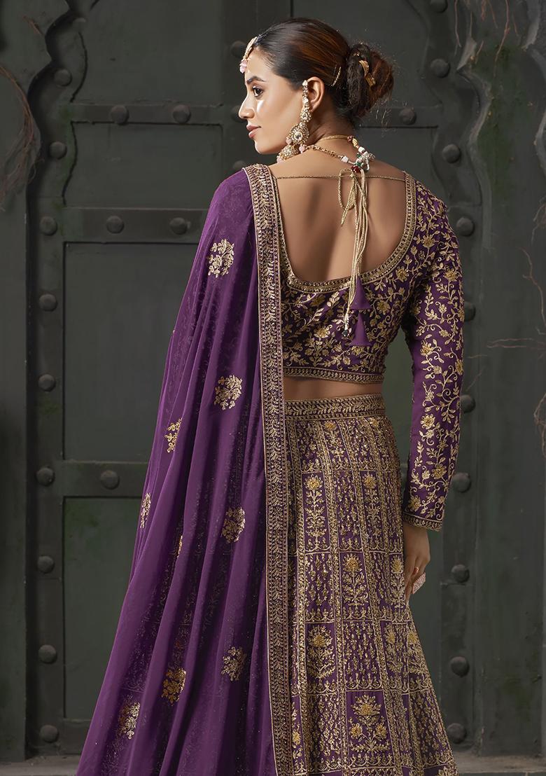 Purple Zarkan Georgette Lehenga Set